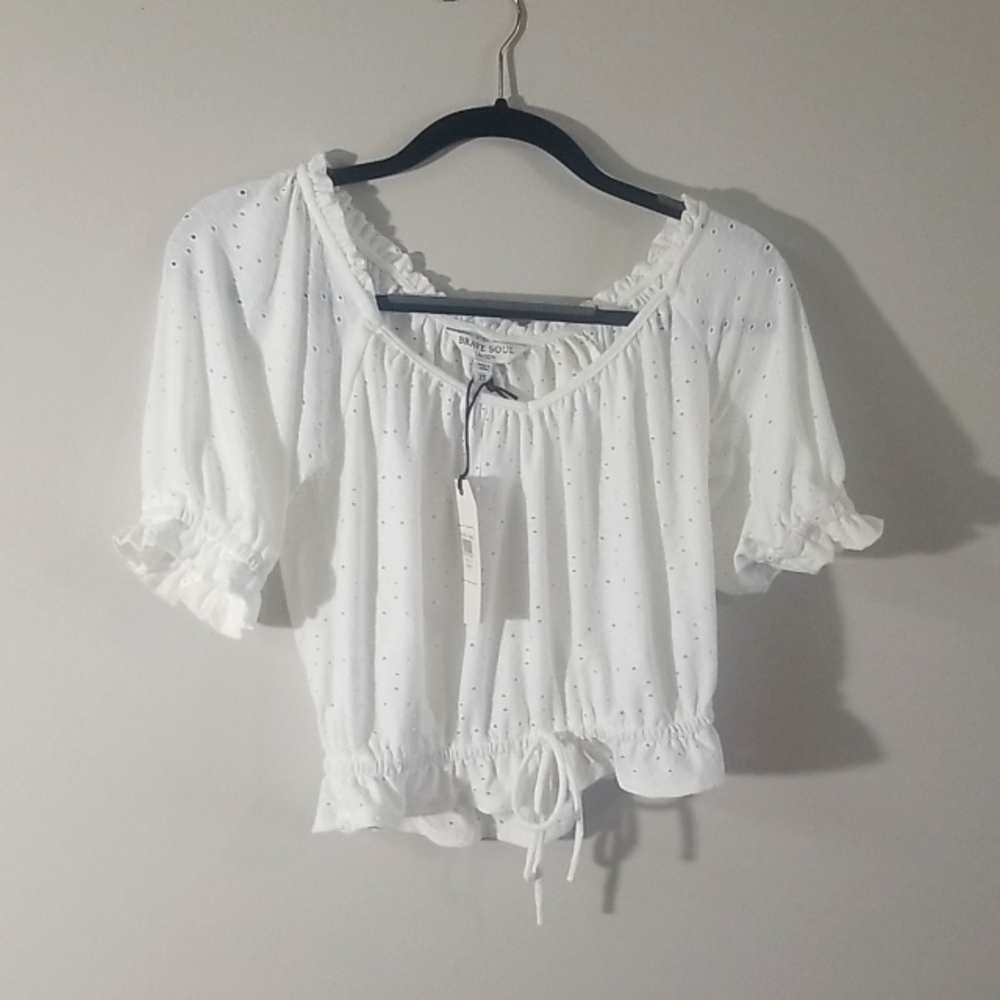 Brave Soul X-Small Broderie White Crop-Top